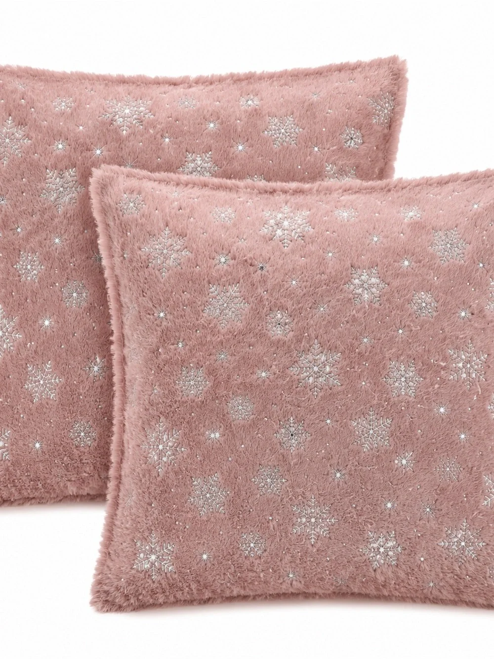 Plush Snowflake Decorative Throw Pillow COVERS-Dusty Mauve-18x18